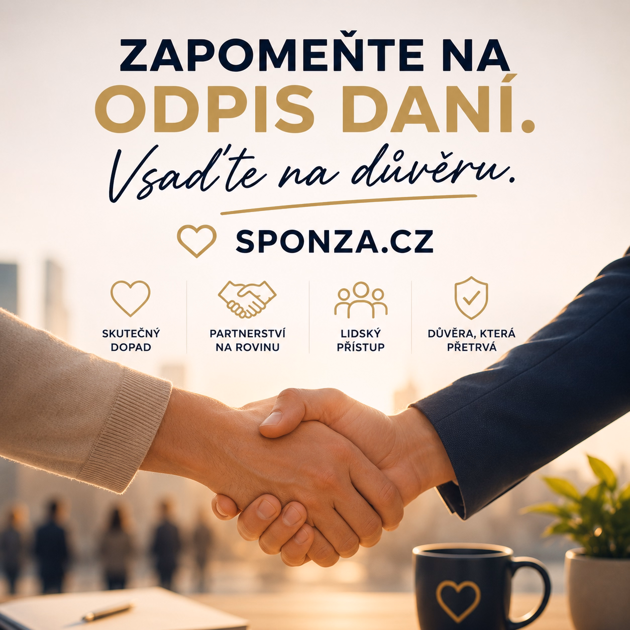 Ilustrační foto: tvůrce a sponzor při setkání symbolizující důvěru